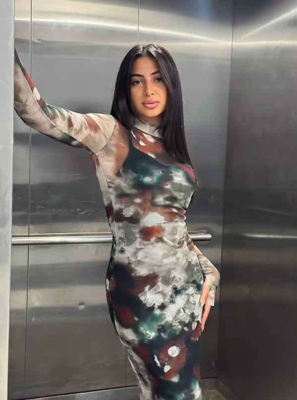 Marble Tulle Maxi Dress