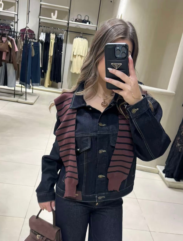 Denim Jacket with Scarf