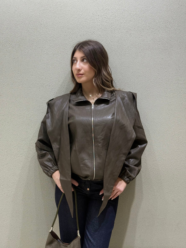 Leather Jacket with Hood