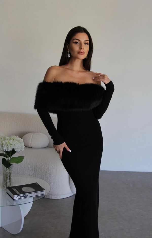Faux Fur off shoulder Dress