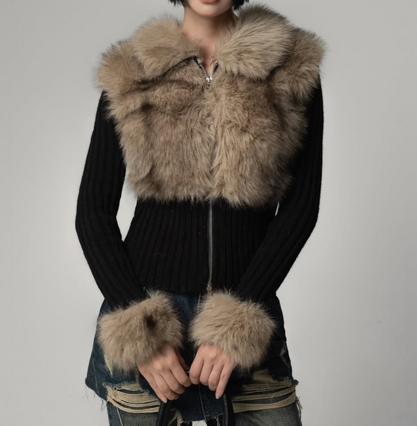 Cuddly Fur Zip Cardigan
