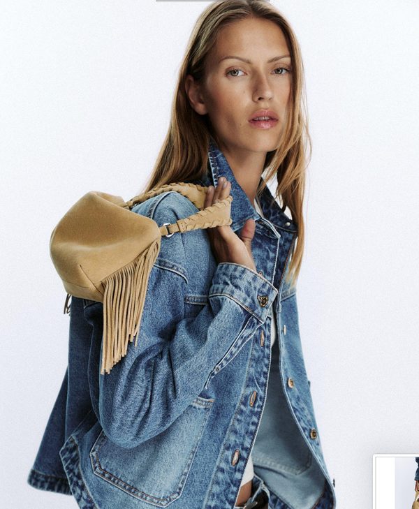 Split Suede Fringed Bag